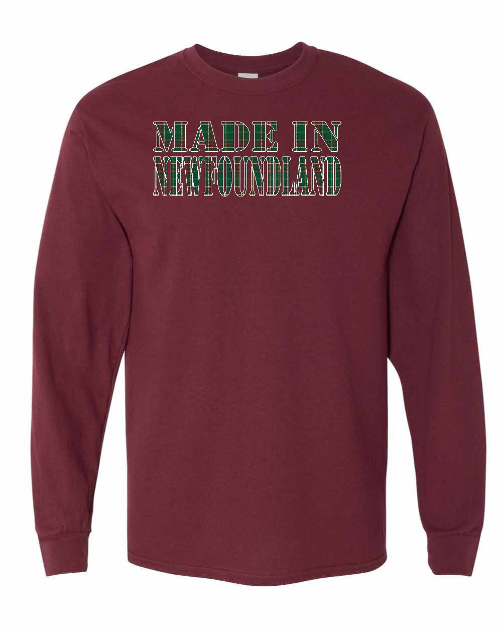 Made In Newfoundland ( Tartan Lettering) Full Long Sleeve
