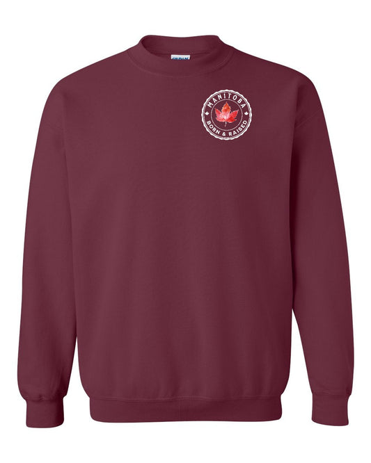 Born and Raised Manitoba Left Chest and Back Crewneck