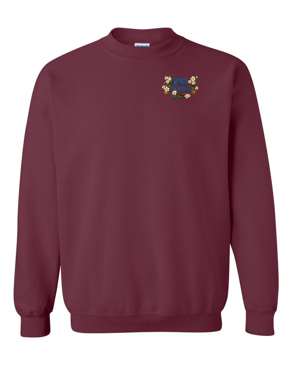 Nova Scotia Flowers Left Chest and Back crew-neck