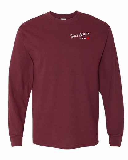 Nova Scotia Nurse Left Chest and Back Long Sleeve Tee