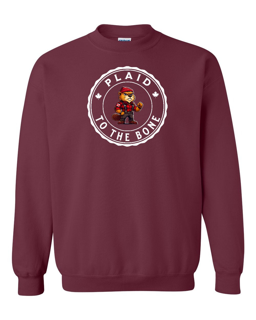 Plaid to the Bone Beaver Crewneck Sweatshirt - Gildan Canada (sewn Internationally) - Unisex