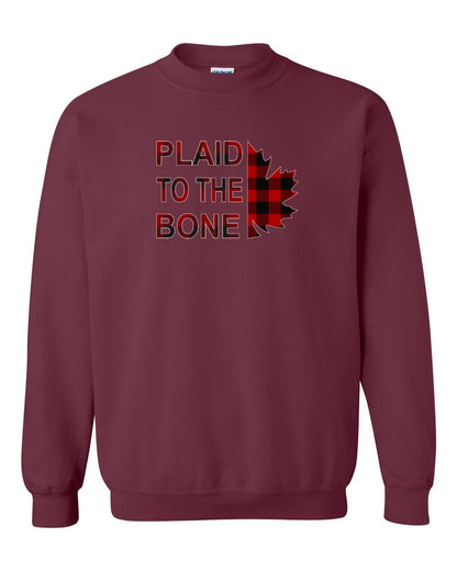 Plaid to the Bone Stacked Leaf Full Crewneck