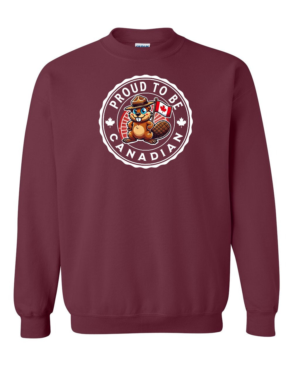 Proud to be Canadian Beaver Crewneck Sweatshirt - Gildan Canada (sewn Internationally) - Unisex