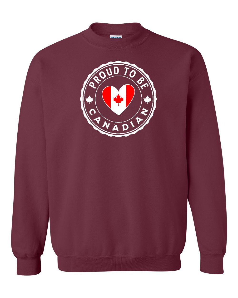 Proud to be Canadian Heart Flag Crewneck Sweatshirt - Gildan Canada (sewn Internationally) - Unisex