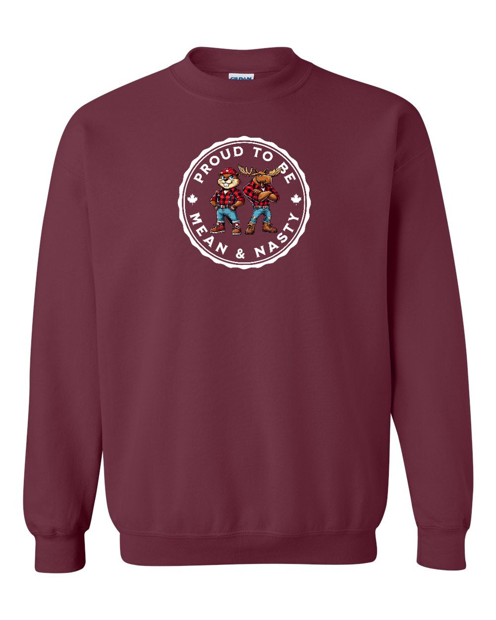 Proud Mean & Nasty Beaver and Moose Crewneck Sweatshirt - Gildan Canada (sewn Internationally) - Unisex