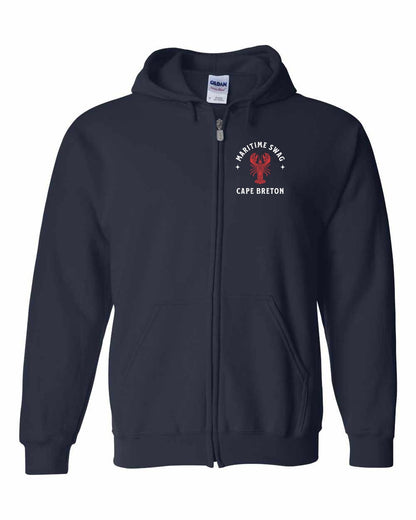 Maritime Swag Cape Breton Mandala Red Lobster Left Chest and Back Zip Hoodie