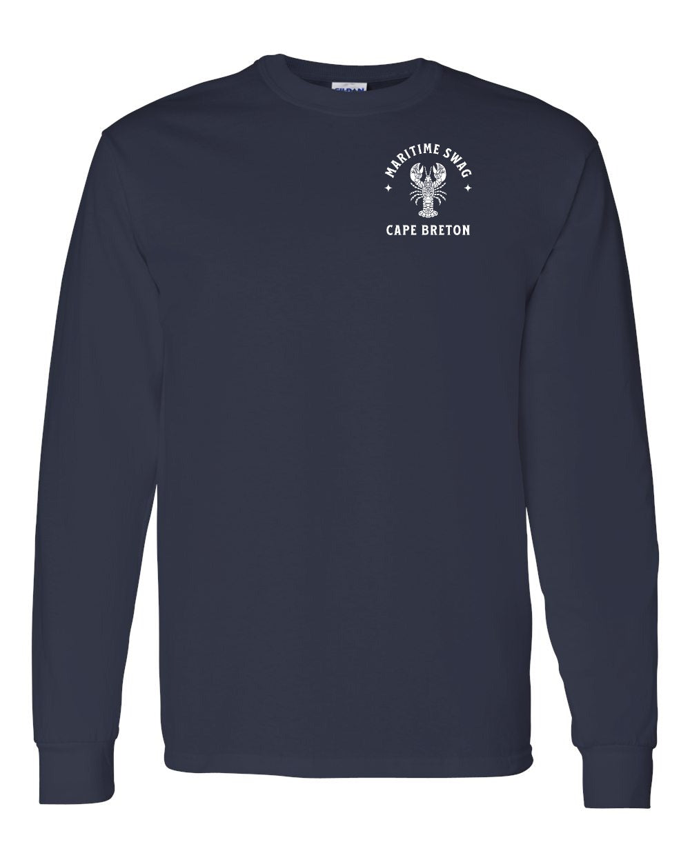 Maritime Swag Cape Breton Mandala white Lobster Left Chest Long Sleeve Tee
