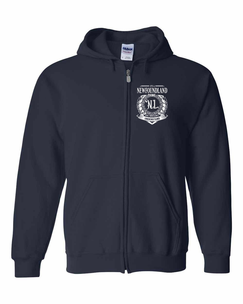 It's  A Newfoundland Thing Left Chest Zip Hoodie
