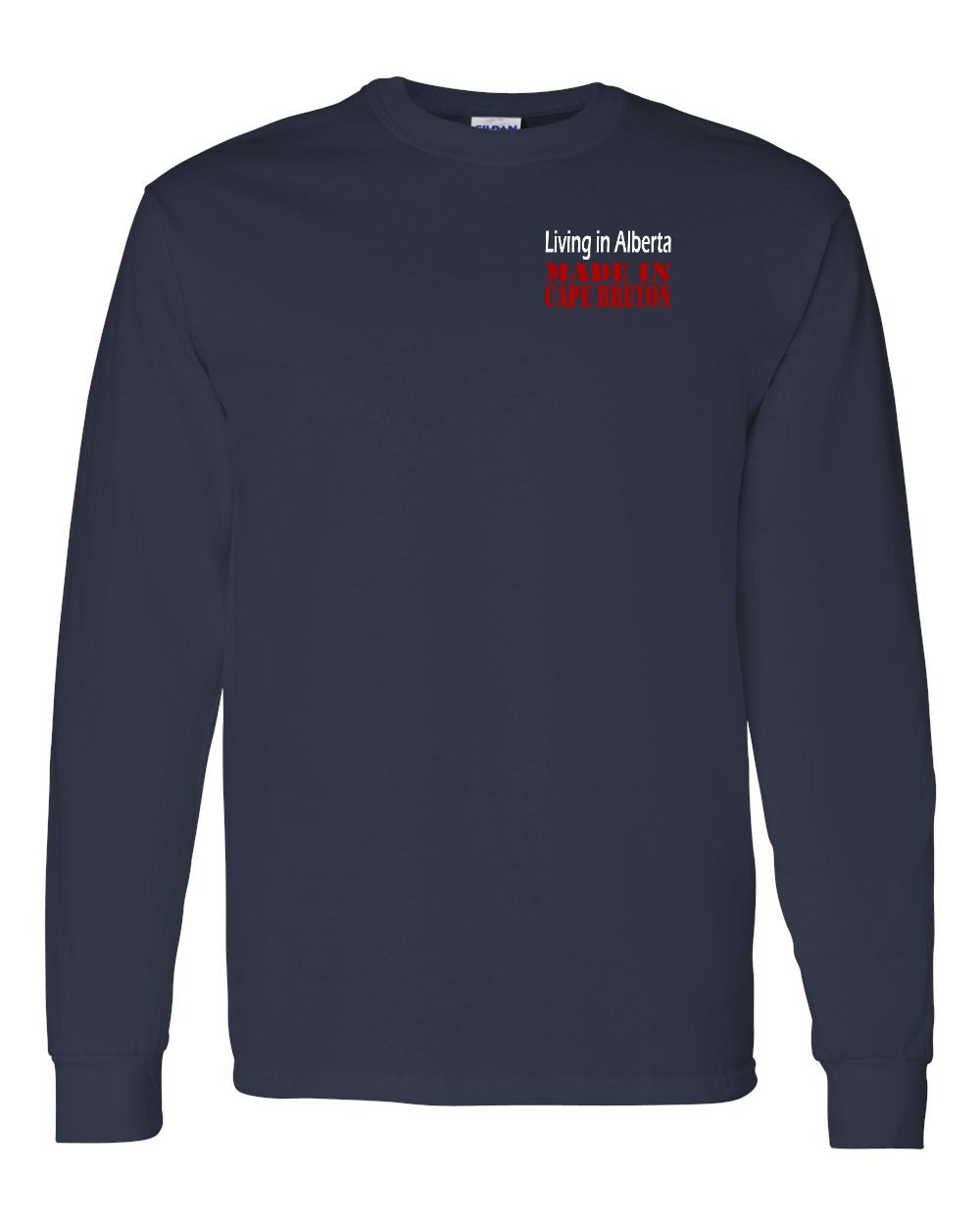 Living Alberta Made in Cape Breton Left Chest and Back Long Sleeve Tee