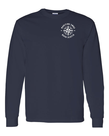 Maritime Swag Nova Scotia Compass Left Chest and Back Long Sleeve Tee
