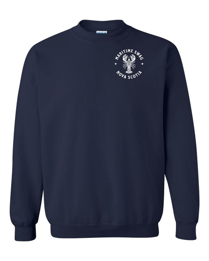 Maritime Swag Nova Scotia Mandala white Lobster Left Chest and Back crew-neck