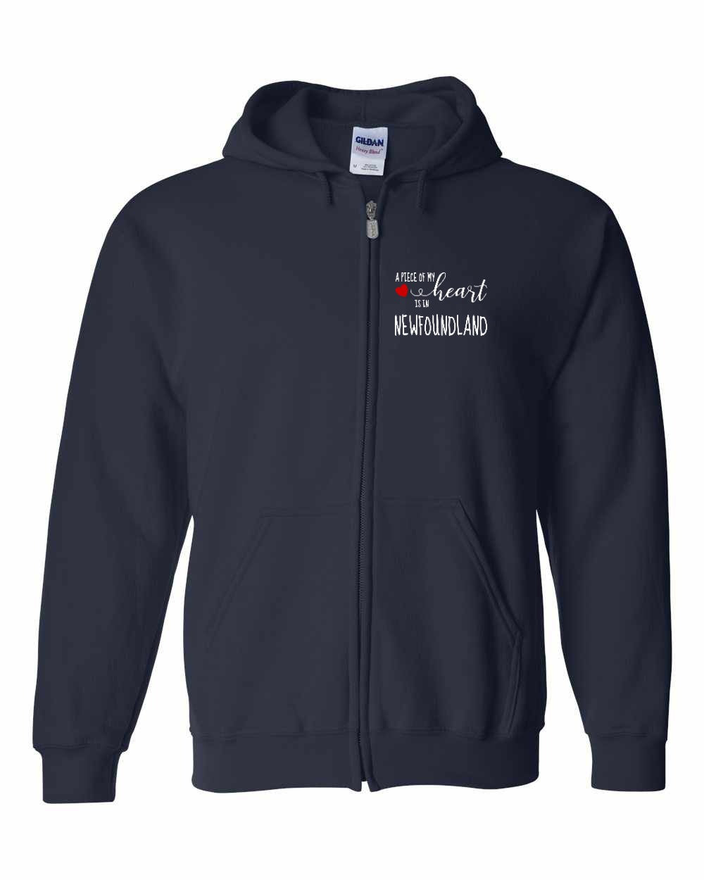 A piece of My heart in Newfoundland (Red Heart) Left Chest Zip Hoodie