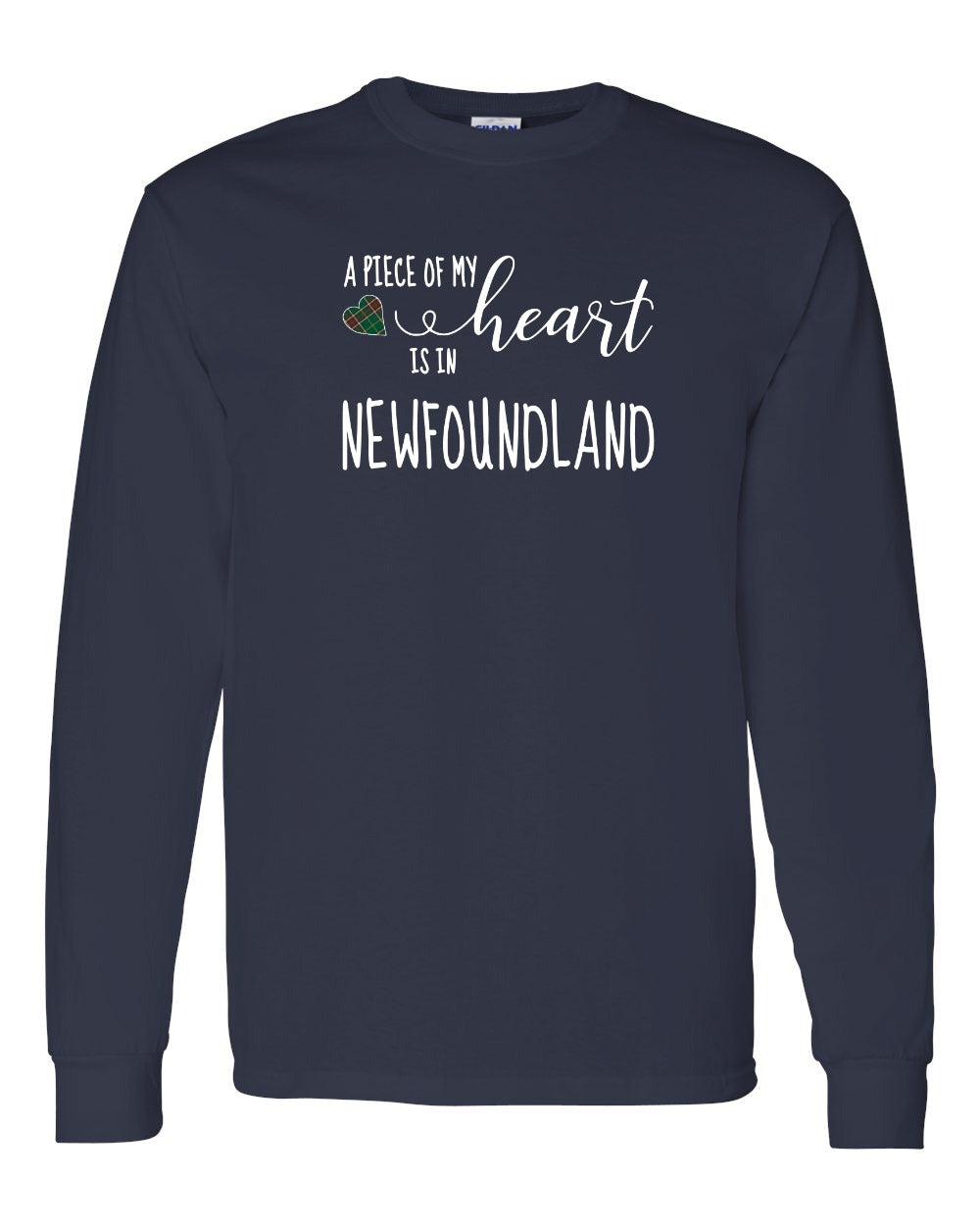 A piece of My heart in NFLD Tartan Heart Long Sleeve - Unisex