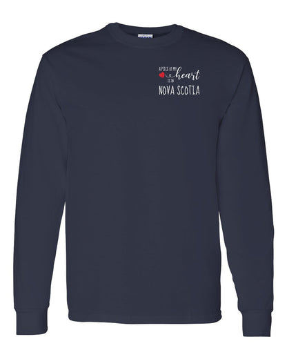 A piece of My heart in Nova Scotia (Red Heart) Left Chest Long Sleeve Tee