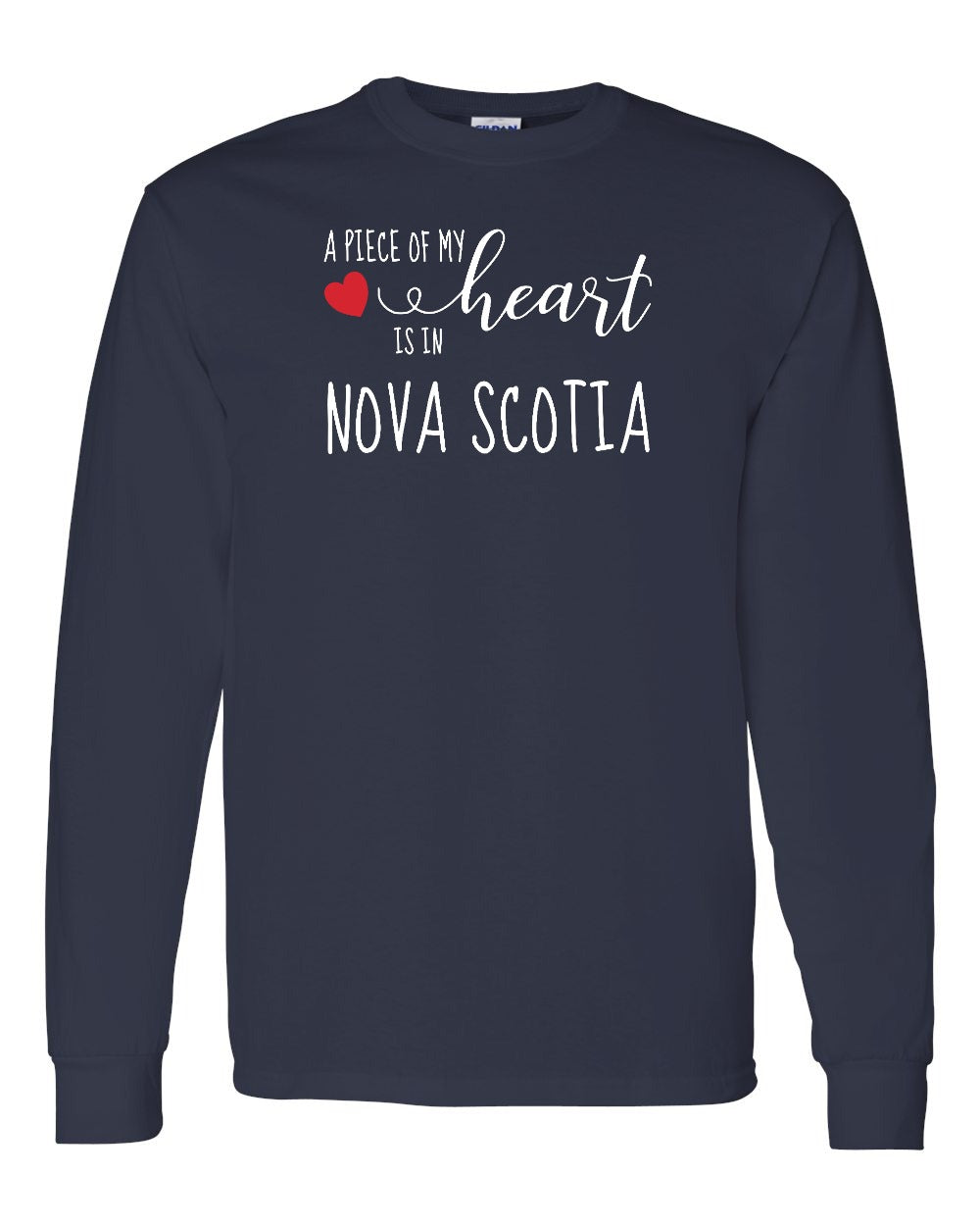 A piece of My heart in NS (Red Heart) Navy XL Long Sleeve Tee - OVERSTOCK SALE - Unisex