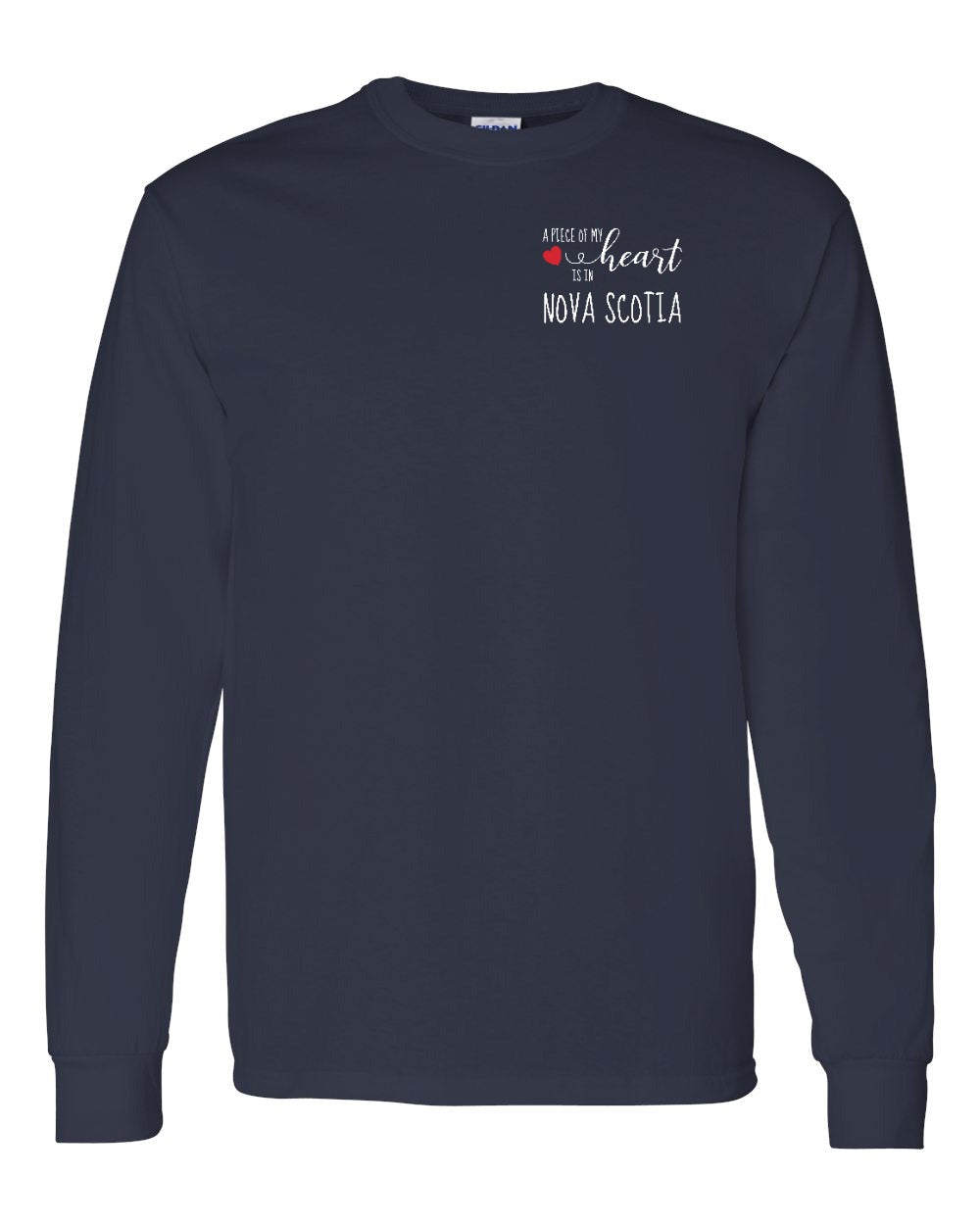 A piece of My heart in Nova Scotia (Red Heart) Left Chest and Back Long Sleeve Tee
