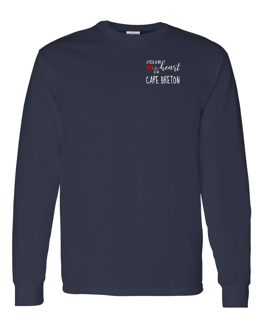 A piece of My heart in Cape Breton (Red Heart) Left Chest and Back Long Sleeve Tee