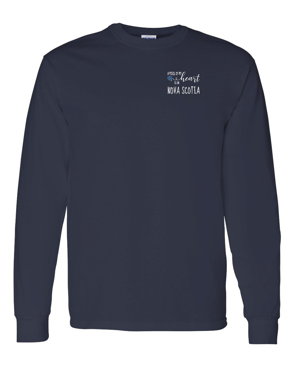 A piece of My heart in Nova Scotia (Tartan Heart) Left Chest Long Sleeve Tee