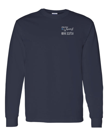 A piece of My heart in Nova Scotia (Tartan Heart) Left Chest Long Sleeve Tee