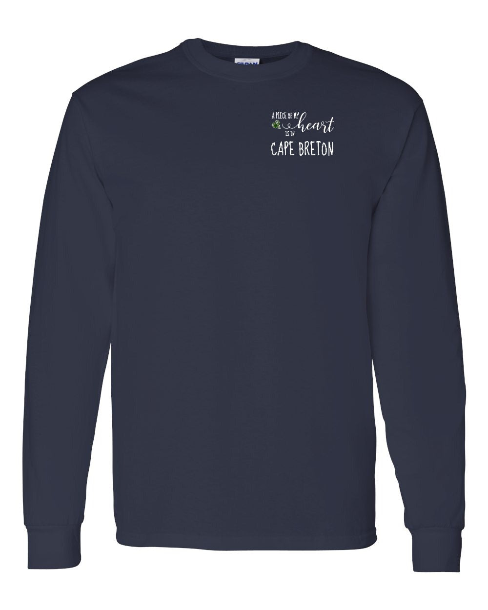 A piece of My heart in Cape Breton (Tartan Heart) Left Chest and Back Long Sleeve Tee