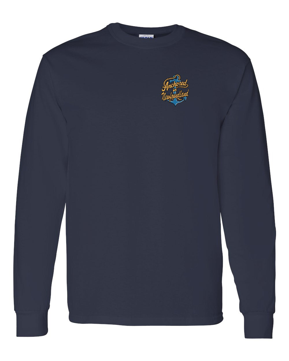 Anchored in Newfoundland (New Design) Left Chest and Back Long Sleeve