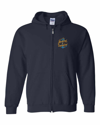 Anchored in Newfoundland (New Design) Left Chest Zip Hoodie