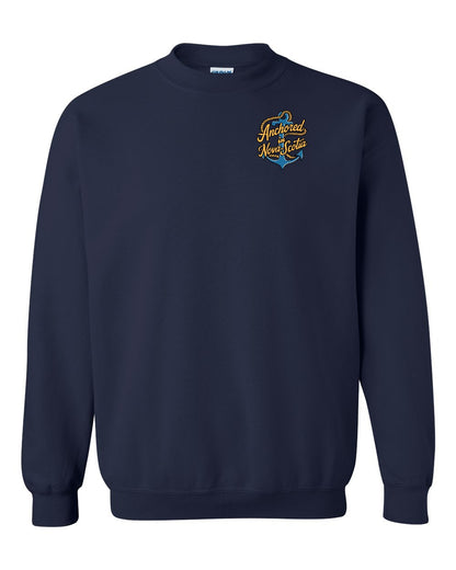 Anchored in Nova Scotia (New Design) Left Chest and Back crew-neck