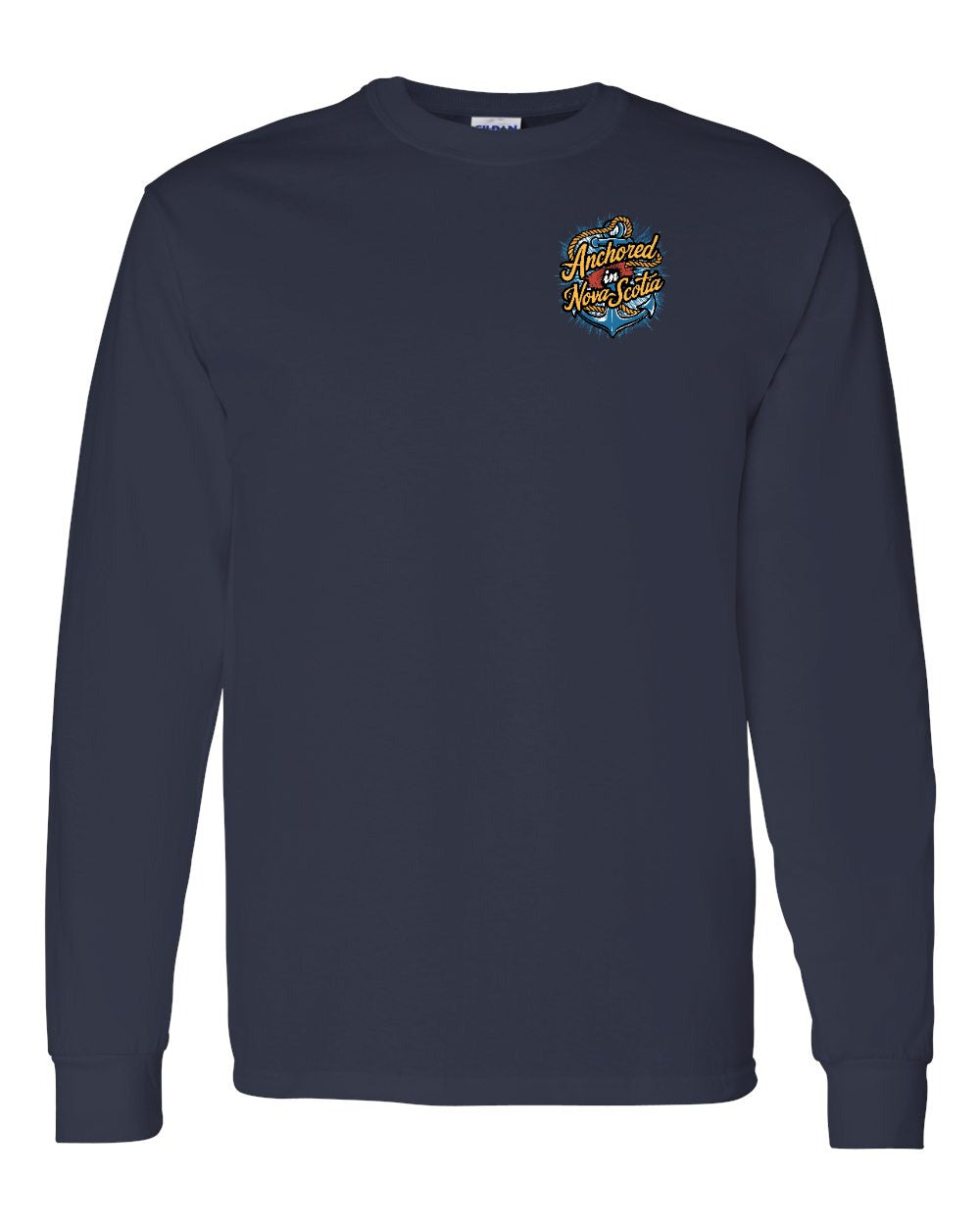 Anchored In NS (Old Design) Left Chest and Back Long Sleeve Tee - Unisex