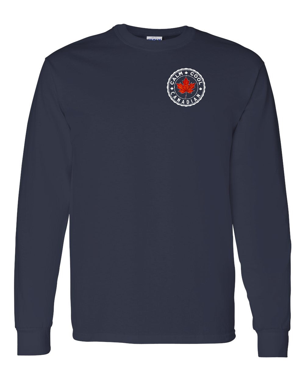 Calm Cool Canadian Leaf Left Chest and Back Long Sleeve - Gildan Canada (sewn Internationally) - Unisex