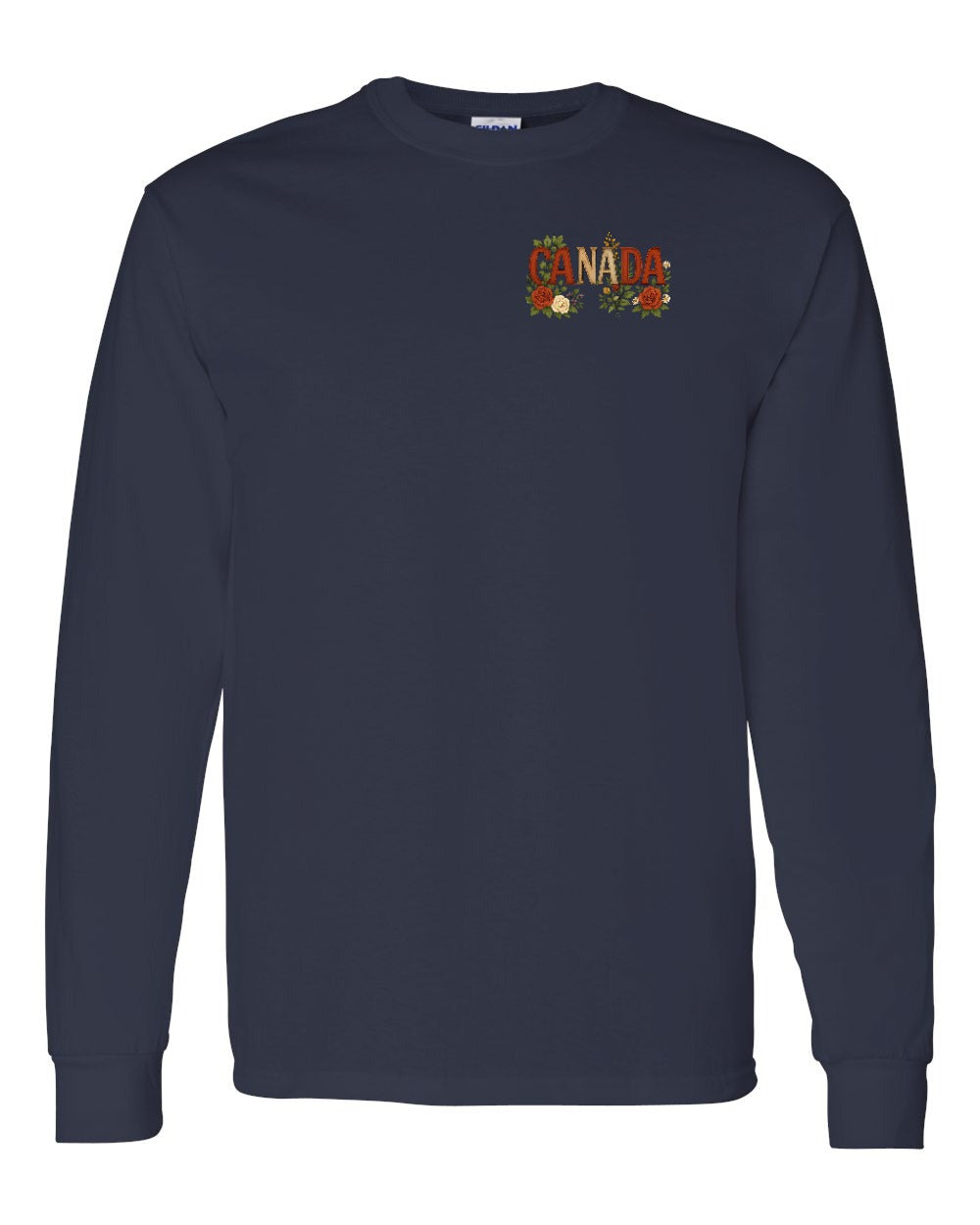 Canada Flowers Left Chest and Back Long Sleeve