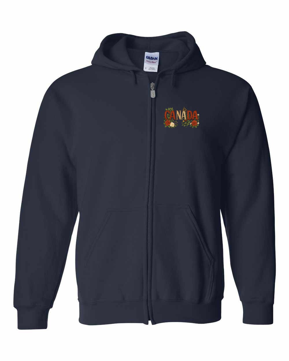 Canada Flowers Left Chest Zip Hoodie - Gildan Canada (sewn Internationally) - Unisex