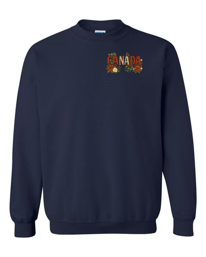 Canada Flowers Left Chest and Back Crewneck