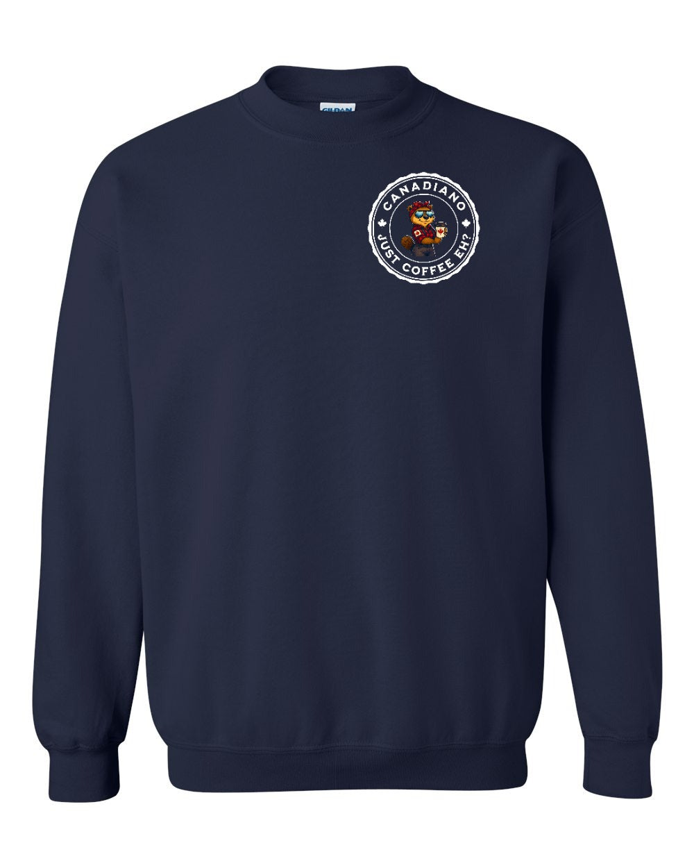Canadiano just Coffee EH! Rosie Sunglasses Left Chest Crewneck Sweatshirt - Gildan Canada (sewn Internationally) - Unisex