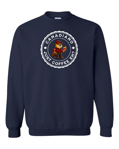 Canadiano just Coffee EH! Male Beaver Full Crewneck