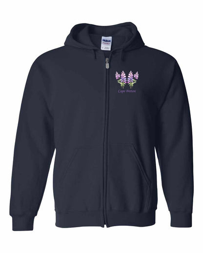 Cape Breton Lupin Left Chest Zip Hoodie