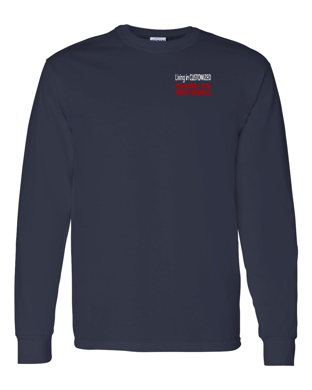 Living in Custom Made in Nova Scotia Left Chest and Back Long Sleeve Tee