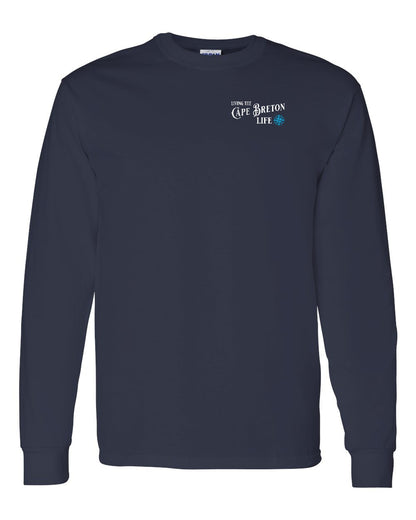 Living the Cape Breton Life blue Left Chest Long Sleeve Tee