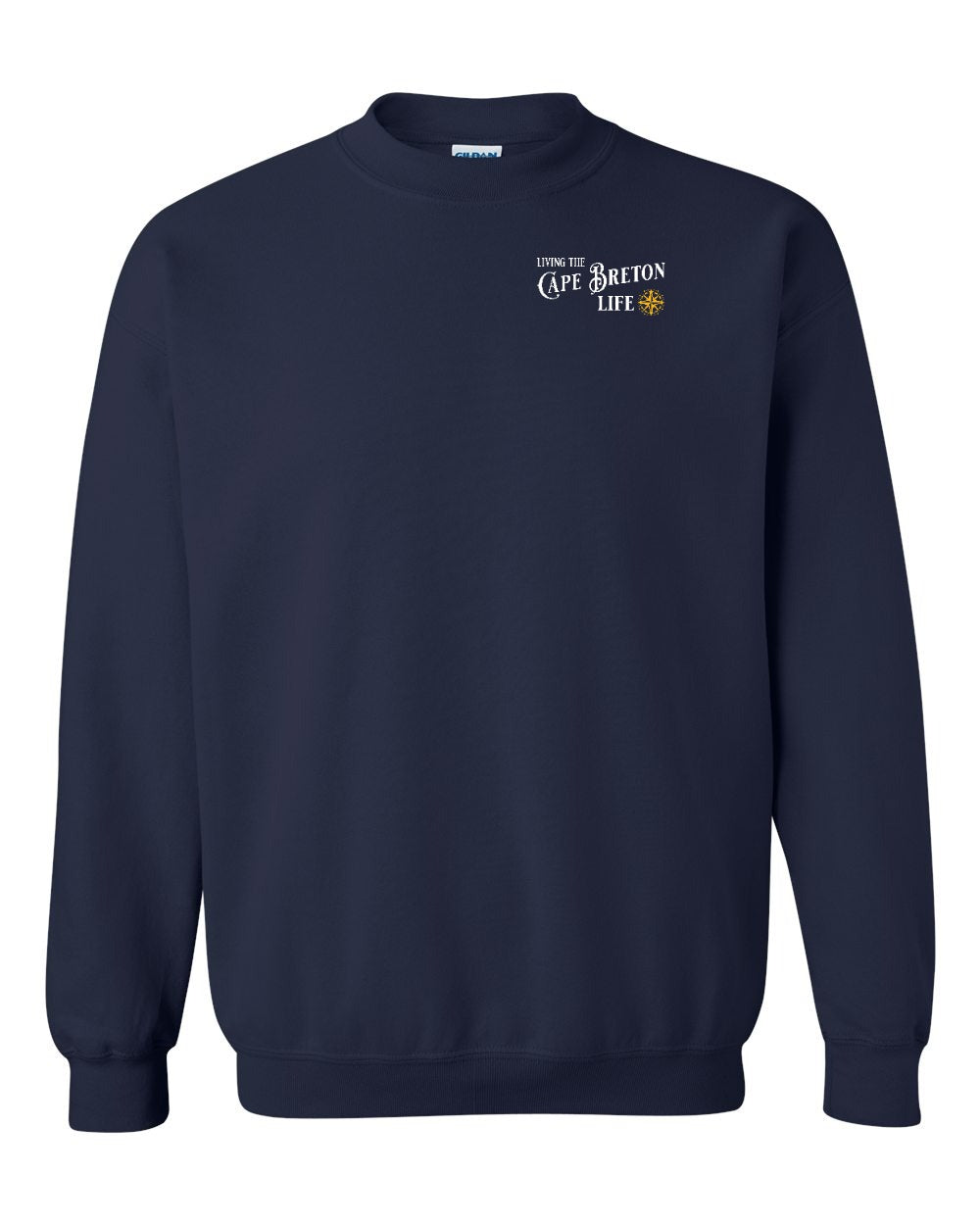 Living the Cape Breton Life yellow Left Chest and Back Crewneck Sweatshirt