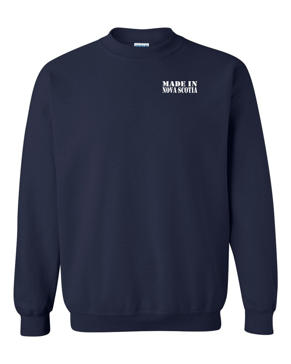 Made In NS ( White Lettering) Left Chest and Back Crewneck Sweatshirt - Unisex