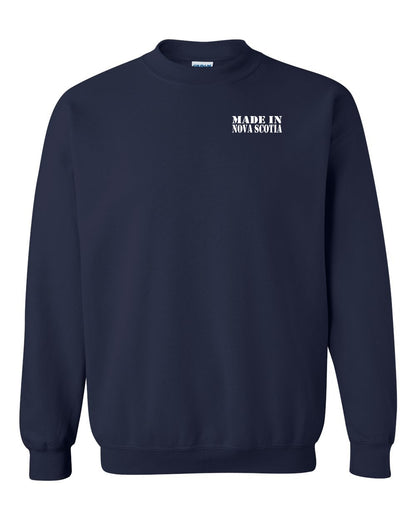 Made In Nova Scotia ( White Lettering) Left Chest and Back crew-neck