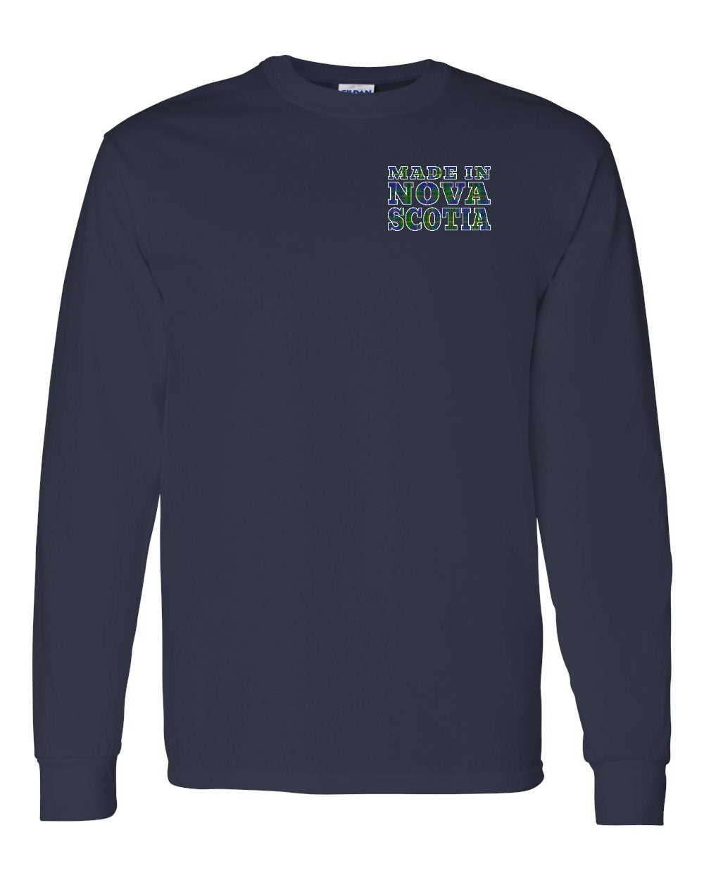 Made In NS ( Tartan Lettering) Left Chest Long Sleeve Tee - Unisex