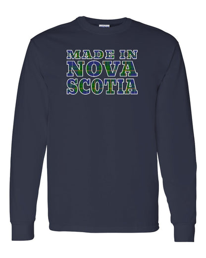 Made In Nova Scotia ( Tartan Lettering) Full Long Sleeve Tee