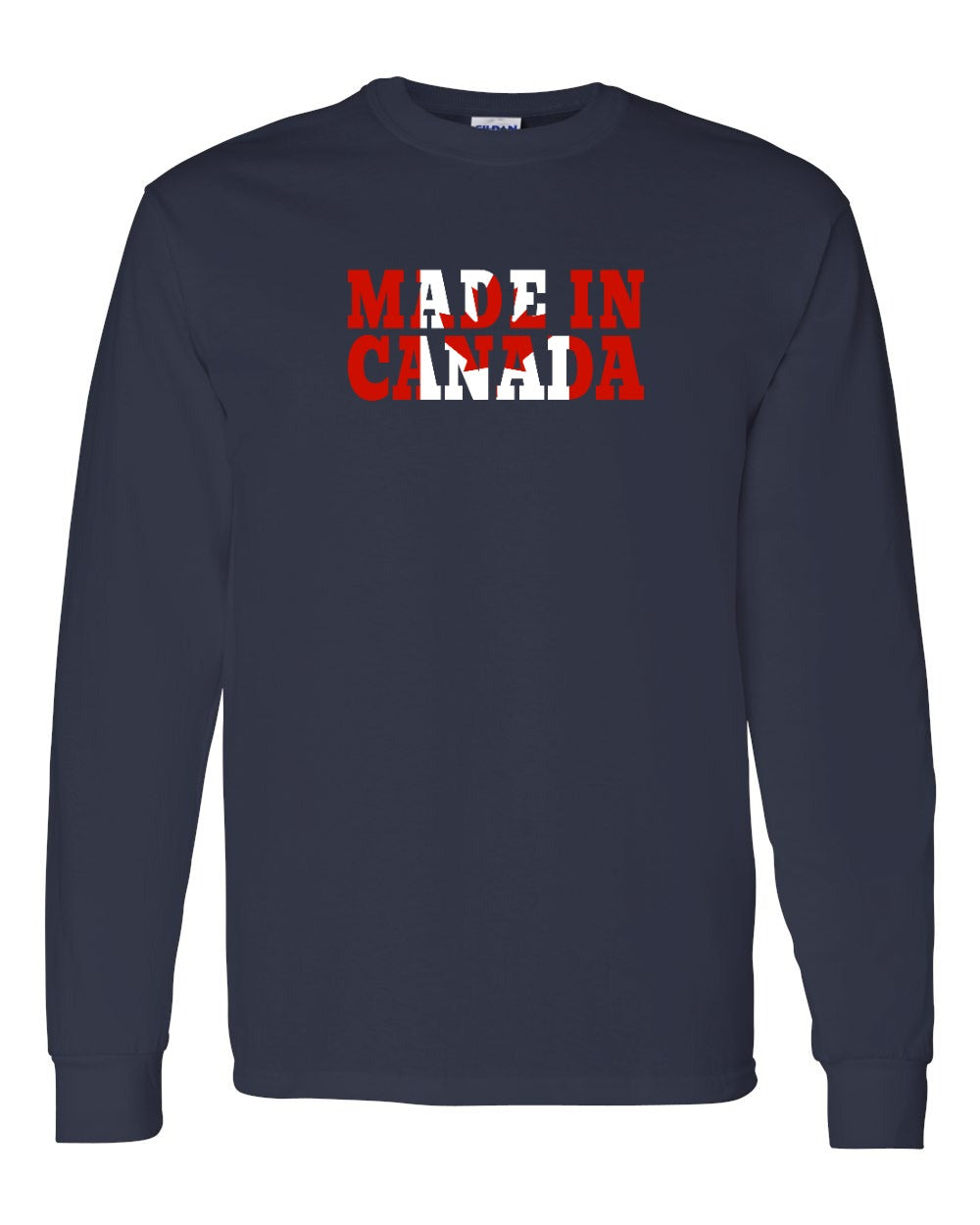 Made in Canada Flag Background Long Sleeve - Gildan Canada (sewn Internationally) - Unisex