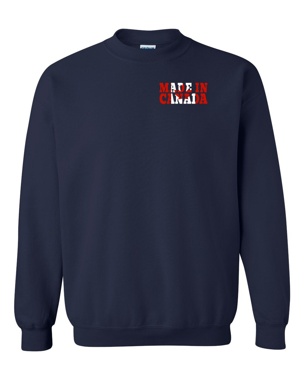 Made in Canada Flag Background Left Chest and Back Crewneck Sweatshirt - Gildan Canada (sewn Internationally) - Unisex