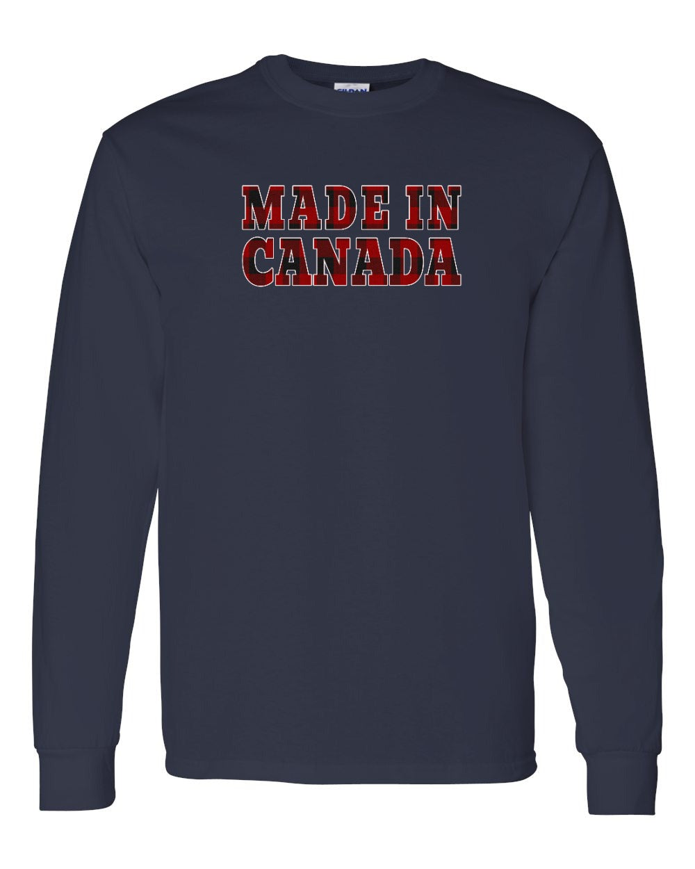Made in Canada Plaid Background Full Long Sleeve