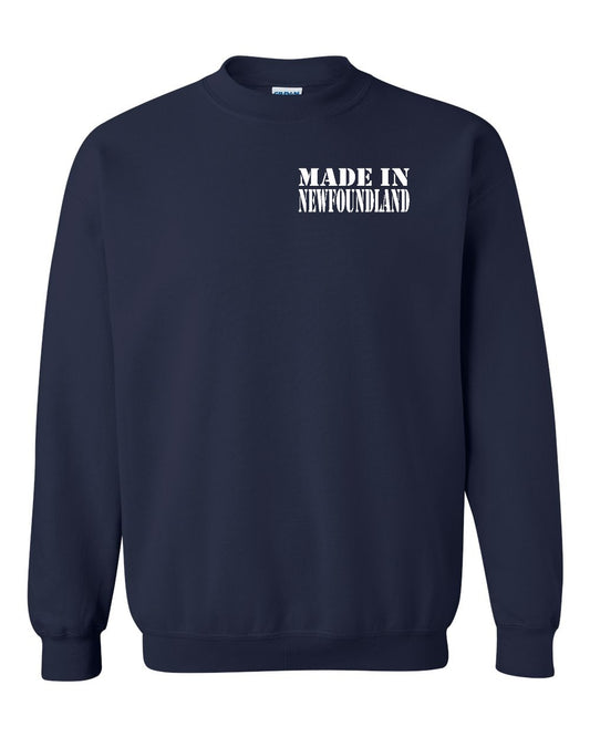 Made In Newfoundland ( White Lettering) Left Chest Crewneck Sweatshirt