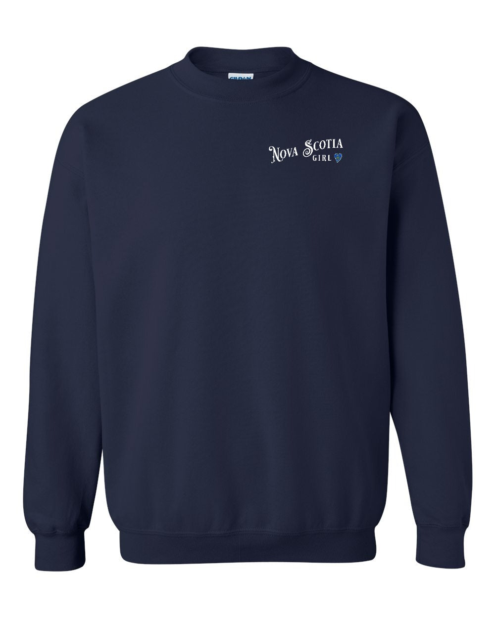 Nova Scotia Girl Tartan Heart Left Chest and Back crew-neck