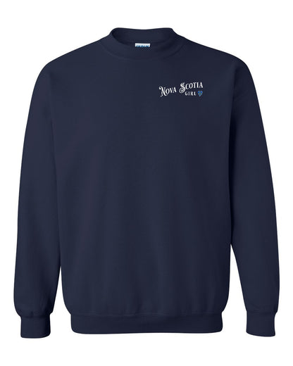 Nova Scotia Girl Tartan Heart Left Chest and Back crew-neck
