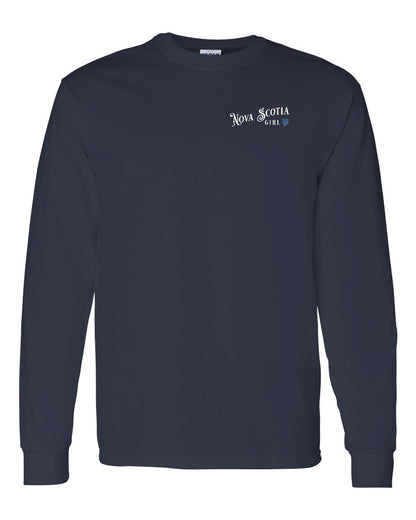 Nova Scotia Girl Tartan Heart Left Chest and Back Long Sleeve Tee