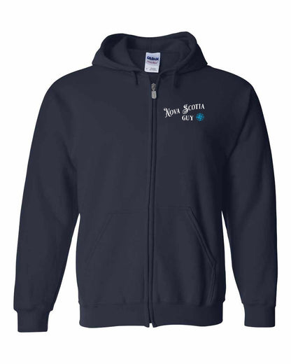 Nova Scotia Guy blue Left Chest and Back zip-hoodie